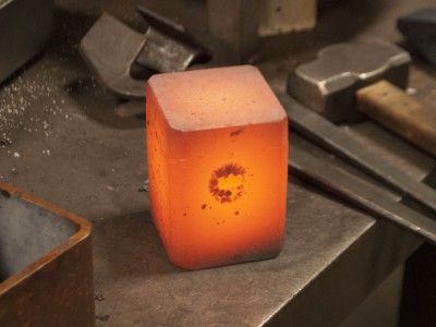 The cleaned up, newly forged anvil was struck with my makers mark and allowed to cool and then normalized. It is now readily for bringing and hardening.